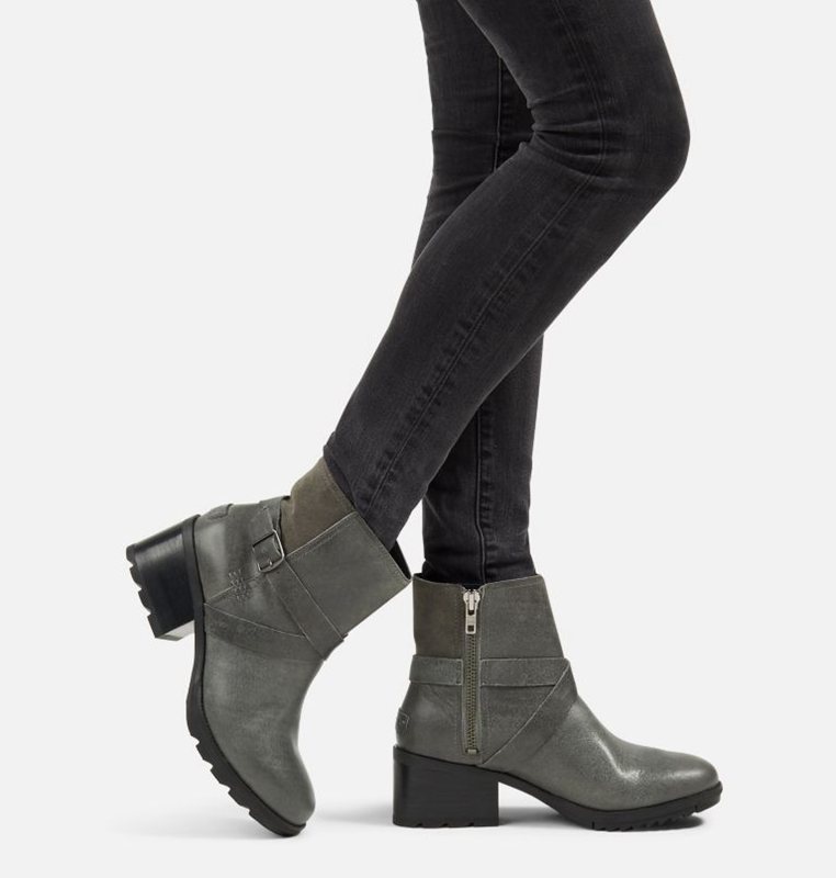 Sorel Cate™ Buckle Mid - Womens Booties Dark Grey - 320681CUF